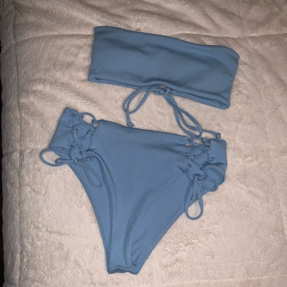 Zaful blue strapless bikini